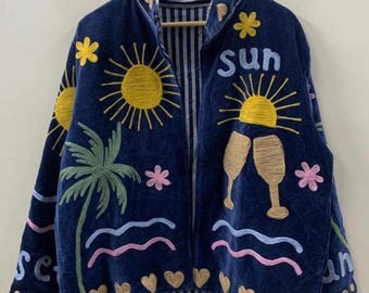 Unique Embroidered Velvet Suzani Jacket | Outerwear |Bohemian Style Indian Coat | Partywear Festive Jacket |Handmade Jacket | Gift For Wife