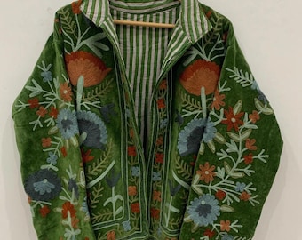 Handmade Velvet Vintage Suzani With Pocket Winter Short Jacket | Boho Jacket | Bomber Jacket | Winter Warmed Coat | Gift For Her