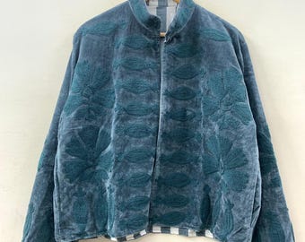 Grey Suzani Embroidery Velvet Winter Jacket, Vintage Coat, Unisex Winter Jacket, Ethnic Chic Outerwear for Seasonal Outfits, Gift For Her
