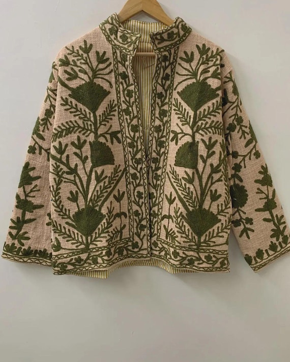 Embroidered Suzani TNT Jacket, Floral Lightweight Bohemian Coat
