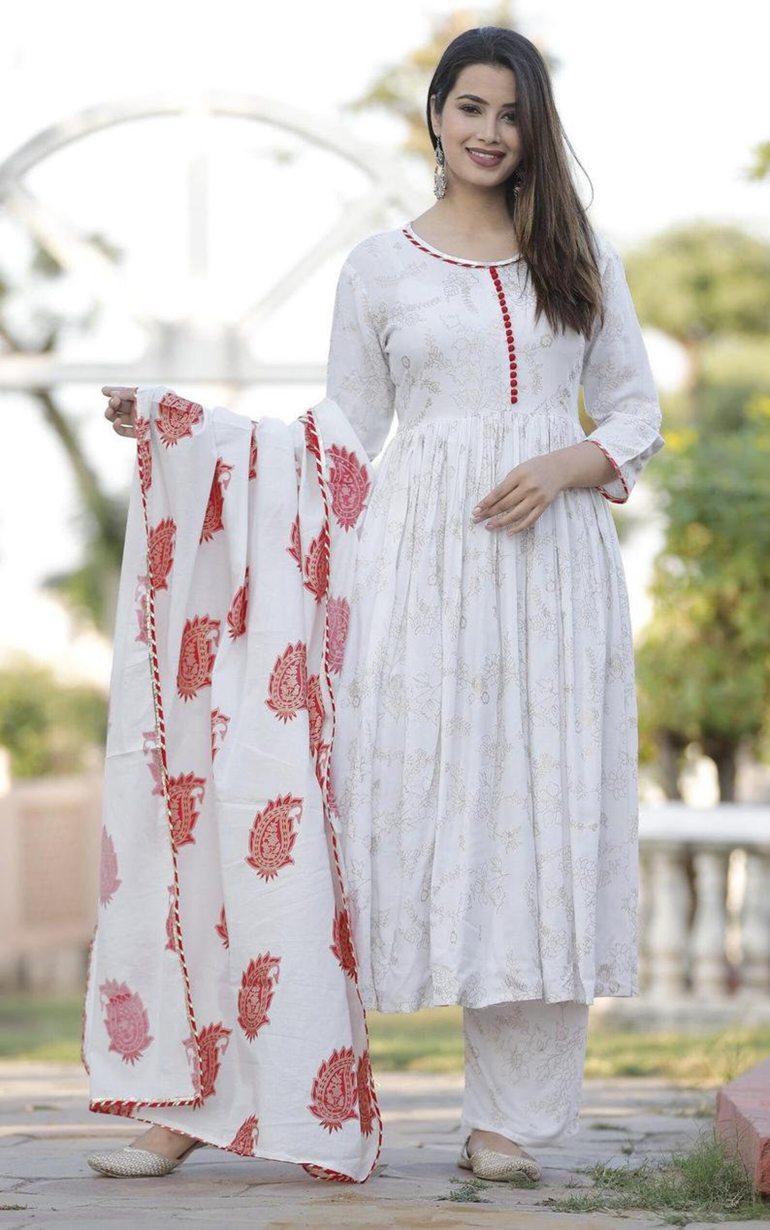 Indian Printed Kurta Set with Plazo Dupatta For Women Ethnic Etsy