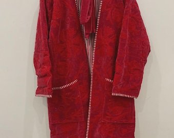 Floral Velvet Suzani Kimono Long Jacket |Hand Embroidered Boho long Coat | Ethnic Uzbek Duster | Belt Kaftan Robe | gift For Her