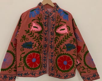 Hand-Embroidered Suzani Velvet Jacket | Bohemian Floral Duster