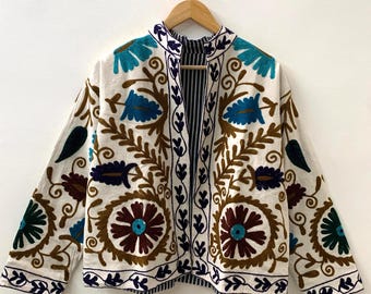 India Embroidery Velvet Suzani Jacket | Suzani Coat | Winter Suzani Coat | Gift For Her | Velvet Jacket