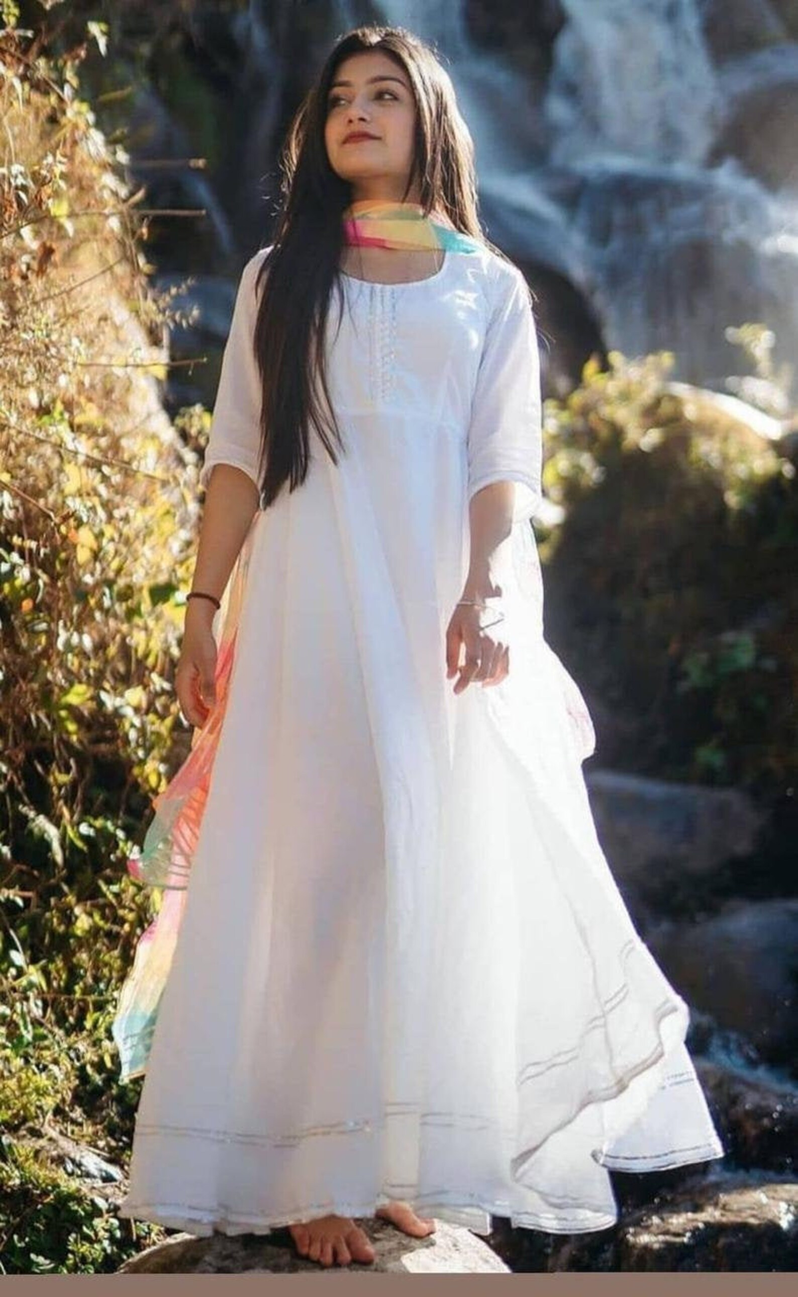 dupatta style on long frock