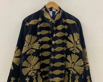 Velvet Suzani Embroidered Coat | Velvet Suzani Embroidery Jacket | Velvet Suzani Chic Coat | Gift For Her | Winter Velvet Jacket