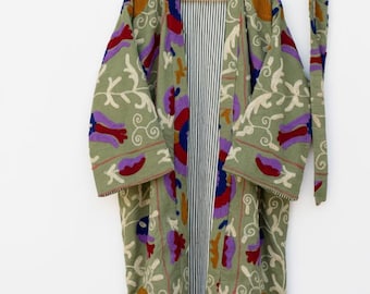 Handmade Suzani Velvet Jacket | Embroidered Floral Boho Coat | Gift For Her