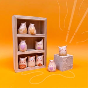 Handmade Ceramic Dumpling Cats - Mini Cat Figurine - One of a Kind Choose Your Cat