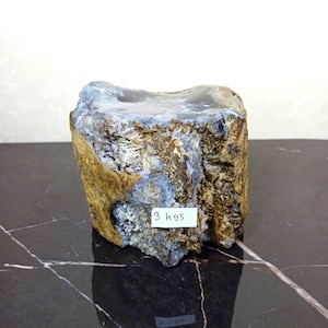 3 kgs | Natural Rare Blue Black White Translucent Opalized Petrified Wood Polished with Amazing Crystal for Display and Healing