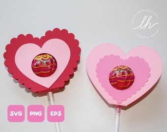 Heart Lollipop Holder svg, Cricut Silhouette, Favor de fiesta, porta piruletas del Día de la Madre, porta piruletas del Día de San Valentín, plantilla SVG