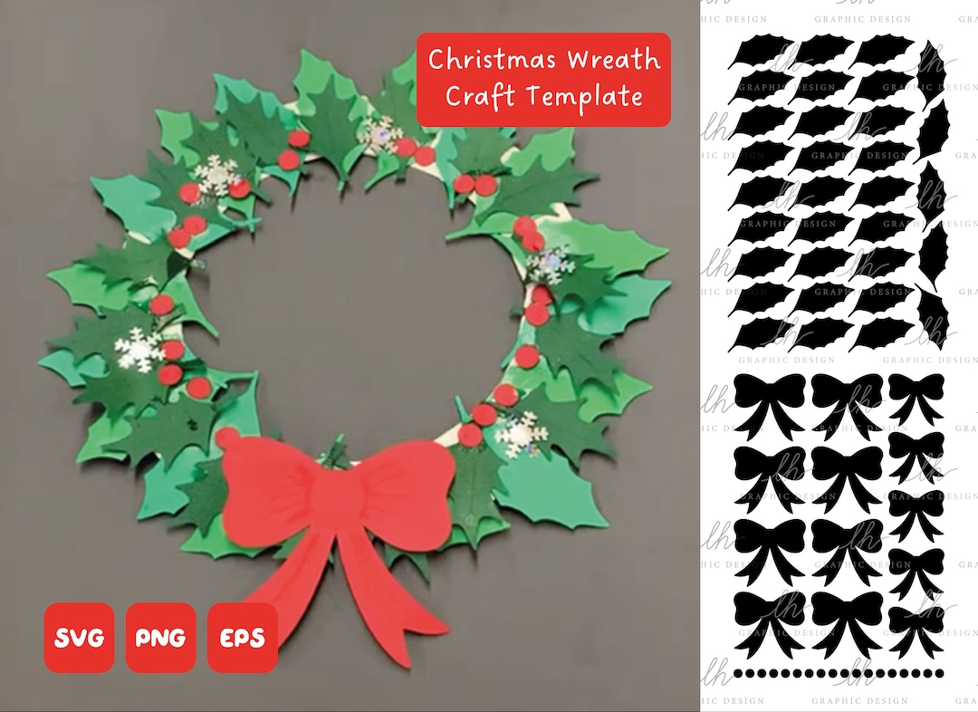 Christmas Wreath Craft Template Svg Cricut Silhouette Etsy christmas-wreath-craft-template-svg-cricut-silhouette-etsy