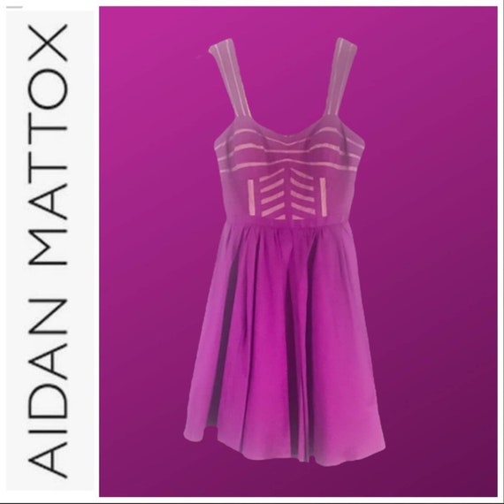 aidan mattox fit and flare dress Aidan Mattox- Sleeveless Lace Fit & Flare Dress in Twilight main image 1