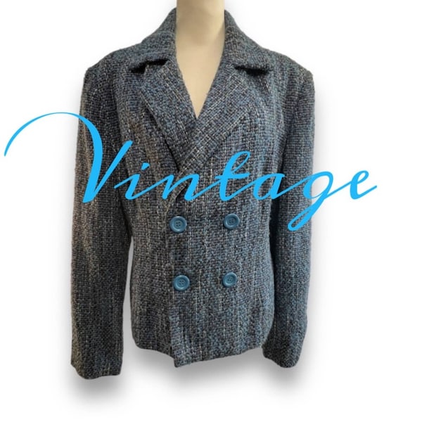 CHADWICKS Vintage Blue and Gray Tweed Blazer Sz 16