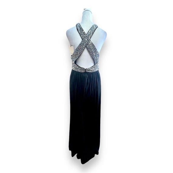 CALVIN KLEIN Black Halter Evening Gown With Silver Sequin Embellishment new With Tags Etsy