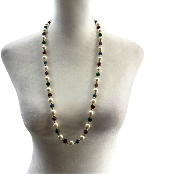 Set di gioielli con perle finte blu navy, collana, orecchini e braccialetto - Italia