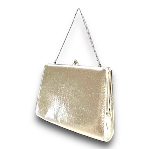 Metallic Evening Clutch with Silver Chain 7x9”