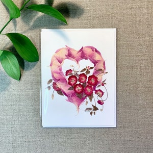 Wild Rose Heart | Pressed Flowers | Handmade Card | Valentine's | Love