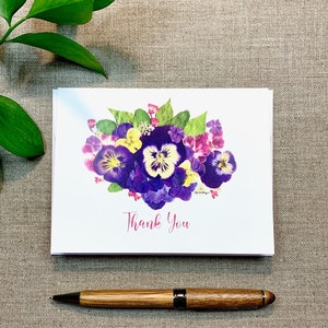 Thank You Pansies | Pressed Flowers Print | Handmade Garden Art Cards |