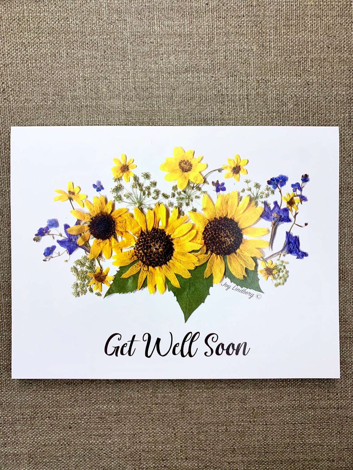 Pressed Flower Card Get Well Soon Sunflowers Etsy