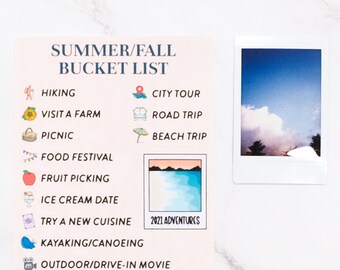 Scrapbook Bucket List Sticker Sheet | Summer or Fall | Stickers for Scrapbooking and Photo Album