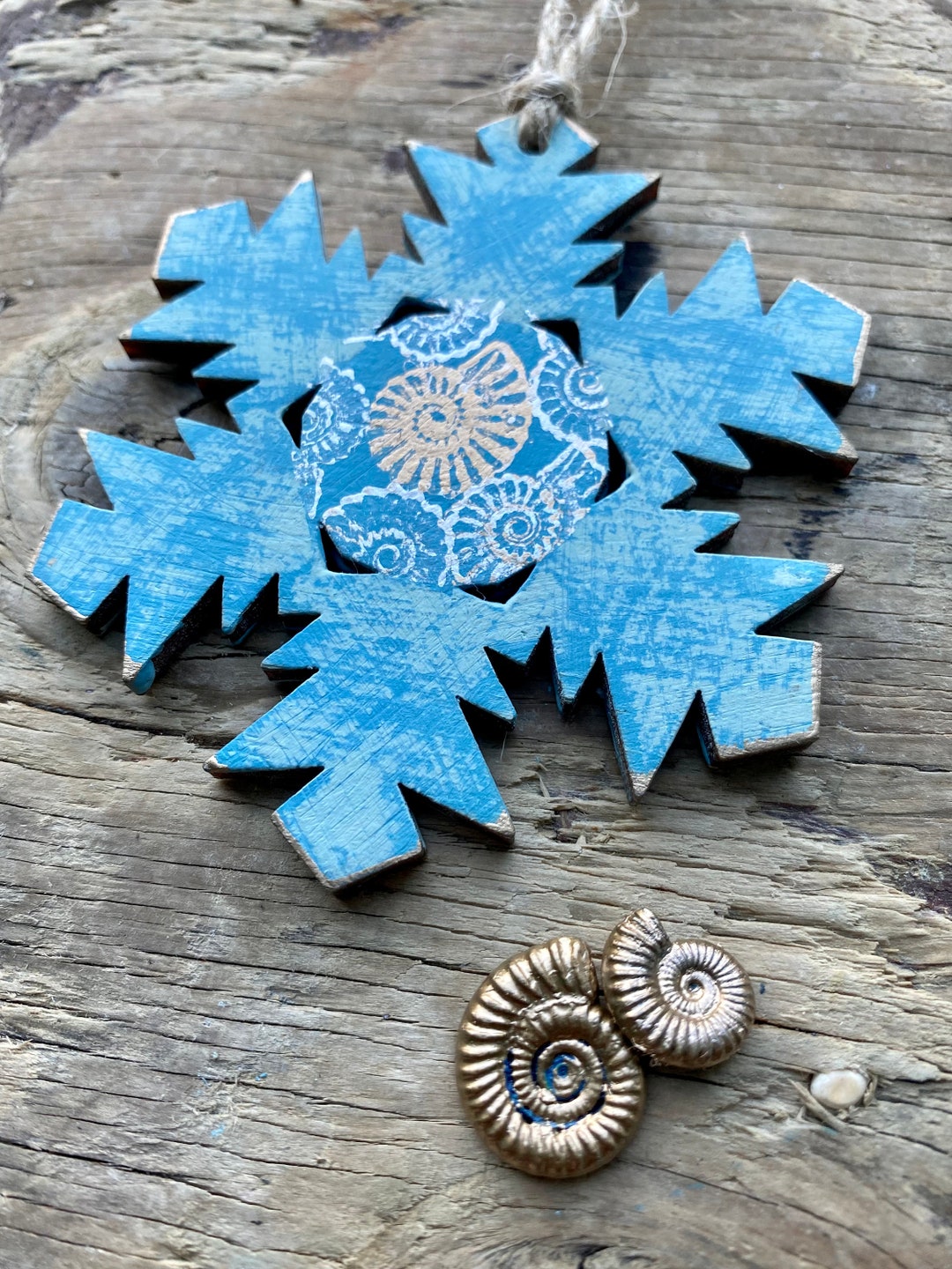 Wooden Snowflake Christmas Tree Decoration Beach Decor Etsy