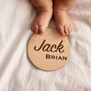 Engraved Wooden Baby Name Announcement Sign: Newborn Photo Prop