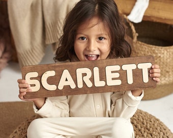 Pastell Holz Namenspuzzle 1. Geburtstag Ostern Geschenk Kinderzimmer Dekor personalisiert Kleinkind Spielzeug Kinder Geschenke Personal Name Schild für Mädchen und Junge