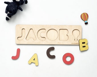 Baby Name Puzzle, Personalized Wooden Toddler Toy, Montessori Learning Gift, Custom Nursery Decor, 1st Birthday Present