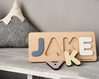 Personalized Name Puzzle with Pegs: Wooden Nursery Decor