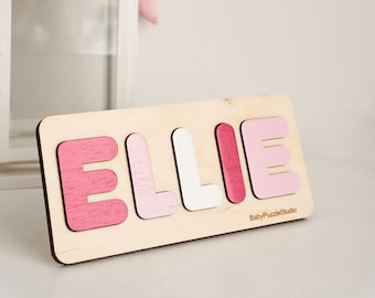 1st Birthday Gift Baby Girl Wooden Name Puzzle with Engraving, Nursery Name Sign Decor, Kid Name Puzzle, Personalized Baby Gifts