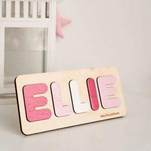 1st Birthday Gift Baby Girl Wooden Name Puzzle with Engraving, Nursery Name Sign Decor, Kid Name Puzzle, Personalized Baby Gifts