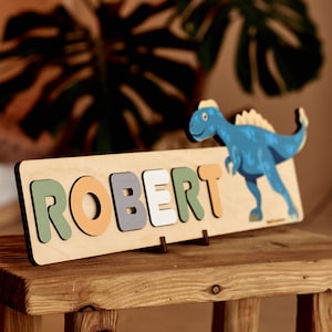 Personalized Dinosaur Name Puzzle: Baby Room Decor, 1st Birthday Gift