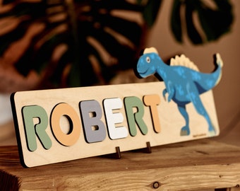 Personalized Dinosaur Name Puzzle: Baby Room Decor, 1st Birthday Gift
