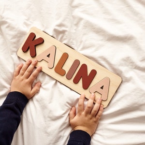 Wooden Name Puzzle, New Baby Gift, Baby Shower, First Birthday Gift, Easter Gifts for Kids, Busy Wood Puzzle, Montessori Toys
