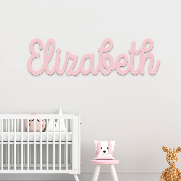 Custom Wooden Name, Over Grib Wall Sign, Personalized Letters 8'' to 35'' wide Nursery Decor, Baby Shower Family Decoration, Door Plaque