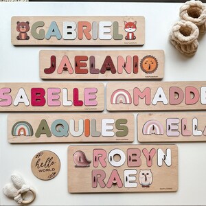 Baby Name Puzzle Early Learning Wooden Toys 1st Birthday Christmas gift idea - Personalized Decor Toddler Busy Board girl and boy Gifts