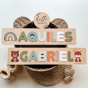 Baby Name Puzzle, Wooden Toys, Nursery Boy Decor, Christmas Baby Gift, Xmas Personalized Gift age 1 2 3 years old, Bday Gift for Toddlers
