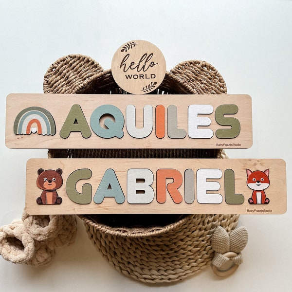 Baby Name Puzzle, Wooden Toys, Nursery Boy Decor, Christmas Baby Gift, Xmas Personalized Gift age 1 2 3 years old, Bday Gift for Toddlers