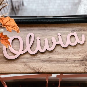 Pink Wooden Sign - Personalized Name Plaque for Kids Room - Nursery Wall Decor for Boys and Girls All Colours