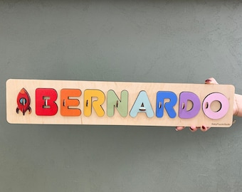 Personalized Baby Name Puzzle with Pegs, Newborn Baby Gift, 1st birthday, Baby Shower, Christmas Gifts, Wooden Toys for kids