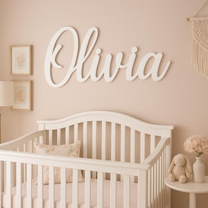 Letrero de madera personalizado con nombre de 8 a 35 pulgadas de ancho, decoración de pared para habitación de bebé niña, decoración personalizada para habitación de niños, regalo para baby shower para niños, placa de madera con nombre