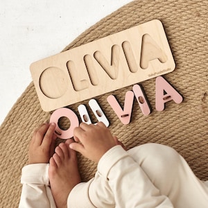 Personalized Wooden Name Puzzle with Pegs: Custom Pastel Colors, Toddler Gift