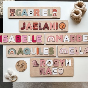 Personaliseer decorcadeaus voor kinderen, houten persoonlijke puzzel Montessori speelgoed voor kinderen, cadeau voor kinderkamer decor voor jongens en meisjes afbeelding 10