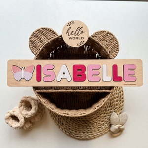 Rompecabezas con nombre de bebé, juguetes de madera para el aprendizaje temprano, idea para regalo de Navidad para el primer cumpleaños, tablero de actividades para niños pequeños, decoración personalizada, regalos para niñas y niños