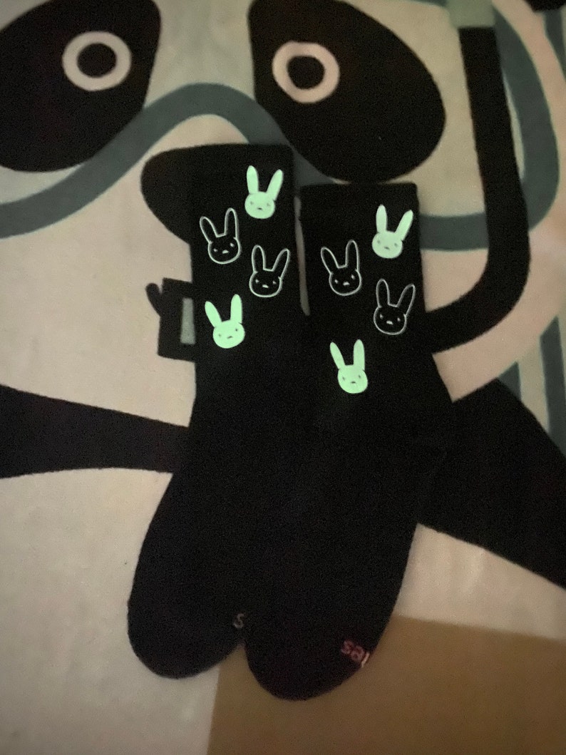 Glow in the dark Bad Bunny Socks | Etsy