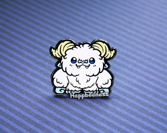 Horned Yeti Enamel Pin - Cute Mythical Creature Accessory - Arctic Monster Lapel Pin Brooch