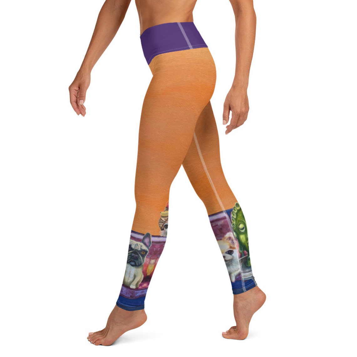 Dogs on Orange Yoga &amp; Workout Leggings by Whimsy Fit Etsy