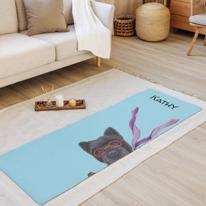 CHOW Non Slip YOGA MAT - Personalized Yoga Mat No Slip Workout Mat Kid Yoga Mat Pilates Mat Custom Exercise Mat Valentines Day Gift Add Name