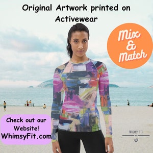 Women Rashguard Surf Shirt SPF Swimsuit Long Sleeve Shirt SPF Surfing Beach Shirt SPF Shirt Surf Shirt Women Colorful Rash Guard spf bathing