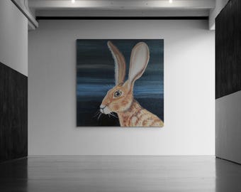 Canvas Art, Jack Rabbit Print, Stretched Wall Decor, Animal Lover Gift, Nature Art Bunny - Matte Canvas, Stretched